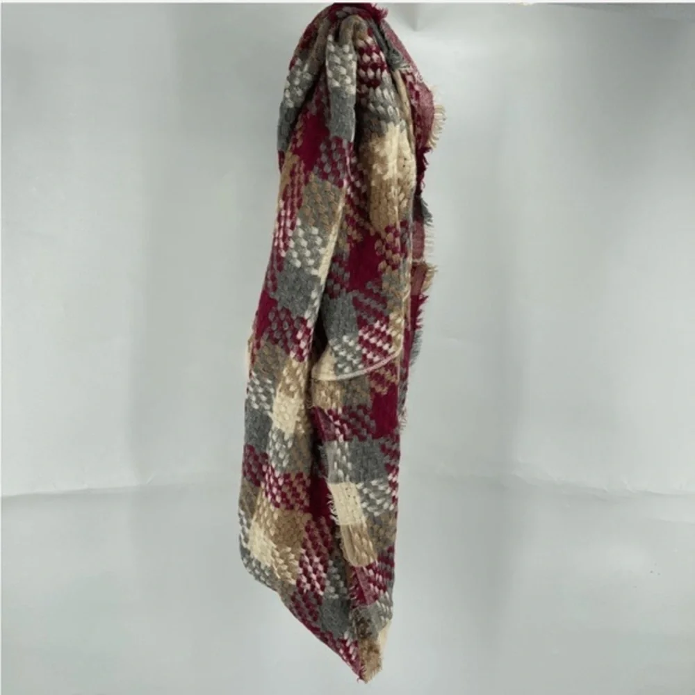 Women’s Infinity Circle Wrap Woven Plaid Neck Warmer Winter Scarf Boho Fashion